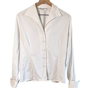 Anne Fontaine Paris White Cotton Shirt Size 3 Made in France Tailored